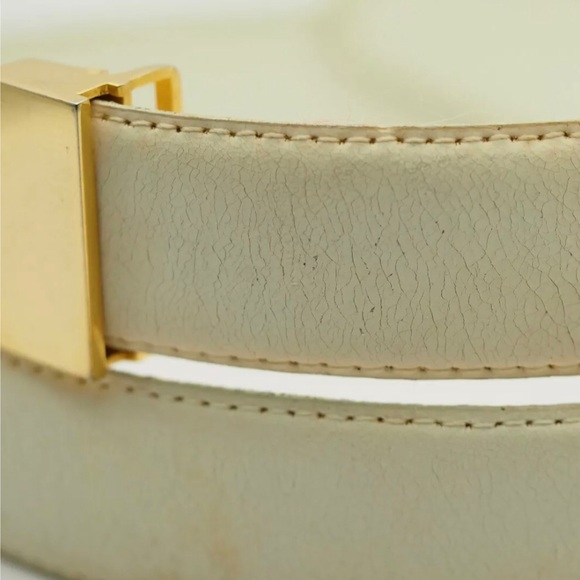 AUTHENTIC GUCCI VINTAGE MADE IN ITALY WHITE LEATHER LADIES' BELT with Dust bag - Picture 4 of 9